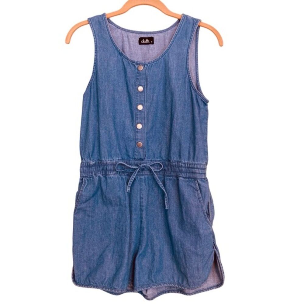 Dotti Light Wash One Piece Denim Sleeveless Romper Size 8 Pockets
